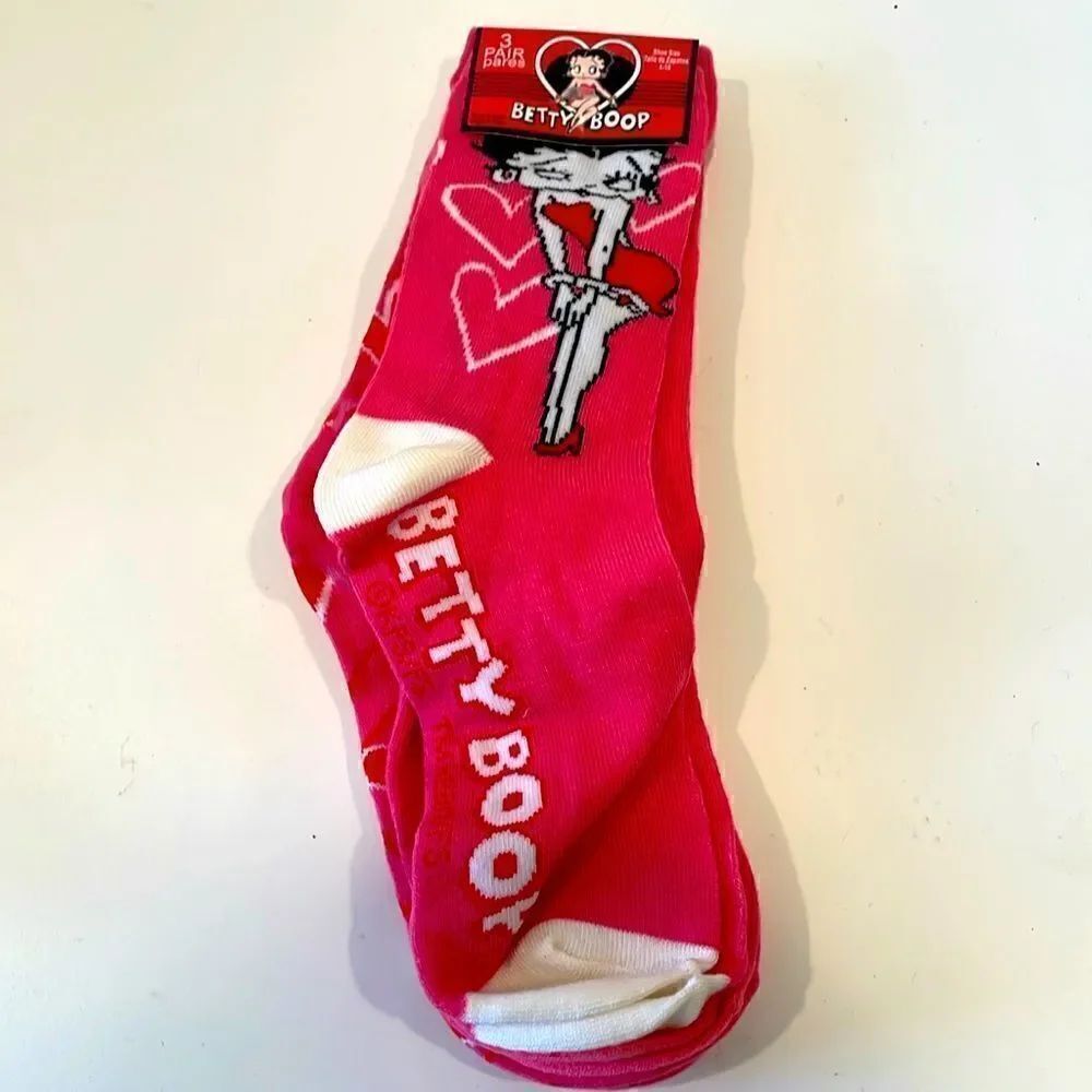 Betty Boop crew socks new unopened package Set of 3